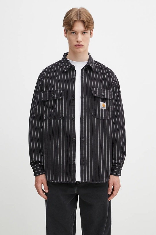 Carhartt WIP giacca in cotone Hendry Shirt Jac non isolato nero I034827.2MB02
