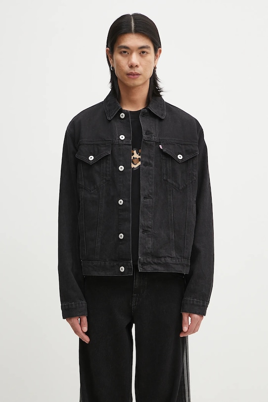 Ρούχα Τζιν μπουφάν ICECREAM Running Dog Denim Trucker Jacket ICD25101 μαύρο