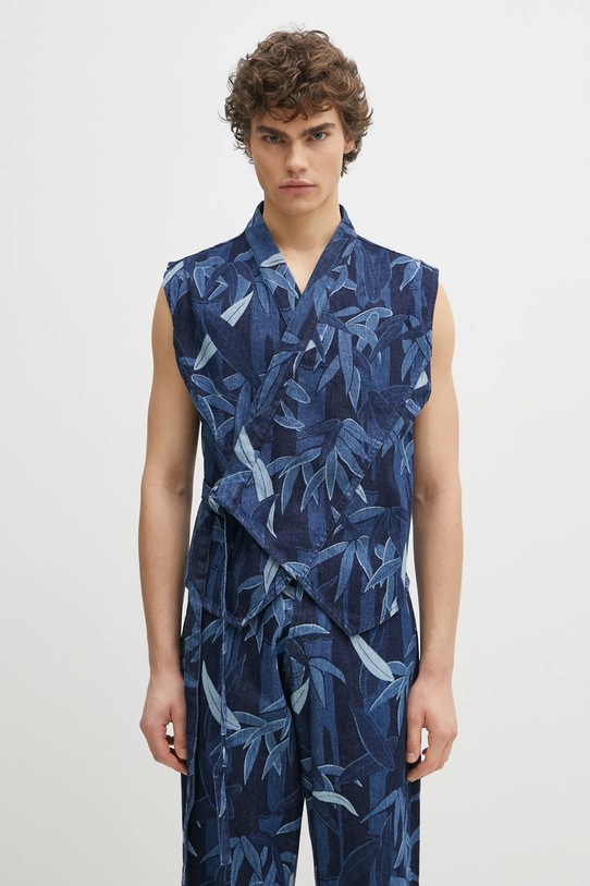 Kenzo bezrękawnik jeansowy bez kaptura granatowy FF55DV0026P1.DM
