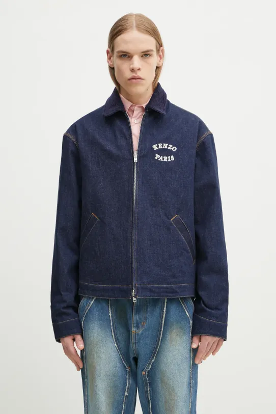 Džínová bunda Kenzo nezateplené modrá FF55DV1136B1.DM