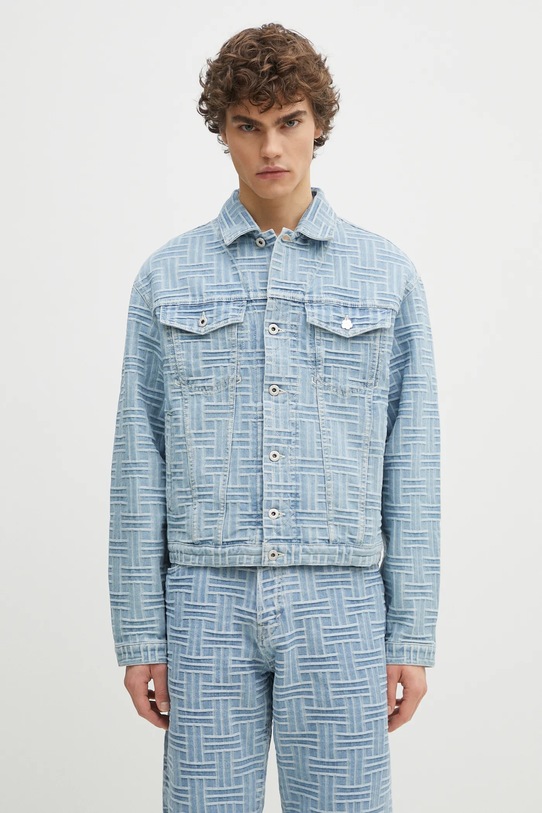 Kenzo kurtka jeansowa bez kaptura niebieski FF55DV3026J4.DB
