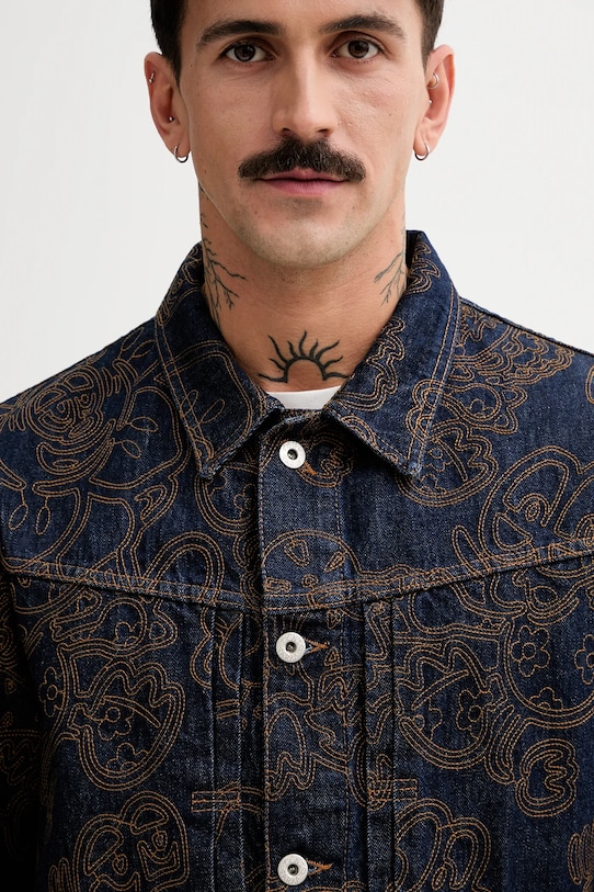 Kenzo kurtka jeansowa granatowy FF55DV3096V1.DM