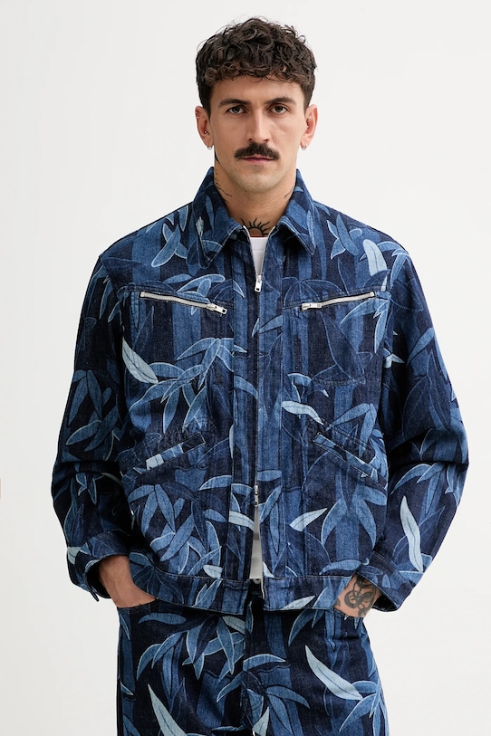 Kenzo kurtka jeansowa bez kaptura granatowy FF55DV3106P1.DM