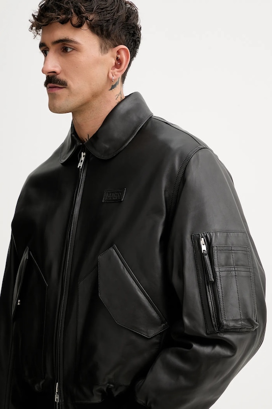 Kenzo kurtka skórzana FF55LB1430AD.99 czarny