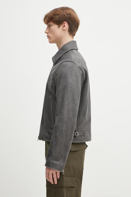 Δερμάτινο μπουφάν Kenzo FF55LB1440AB.96 γκρί SS25