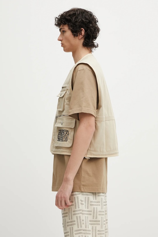 Pamučni prsluk Kenzo FF55OU0099OT.11 bež SS25