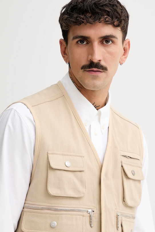 Kenzo bezrękawnik bawełniany beżowy FF55OU0099OT.11