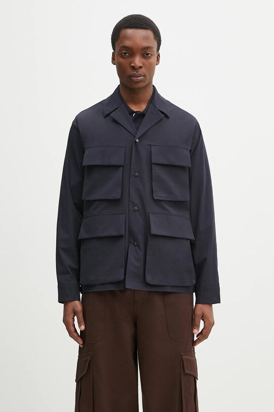 Norse Projects cămașă Mads Travel Light Overshirt lung bleumarin N50.0269.7004