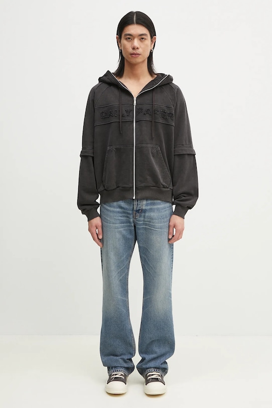 Daily Paper felpa in cotone Garment Wash Jacket 2511009 nero