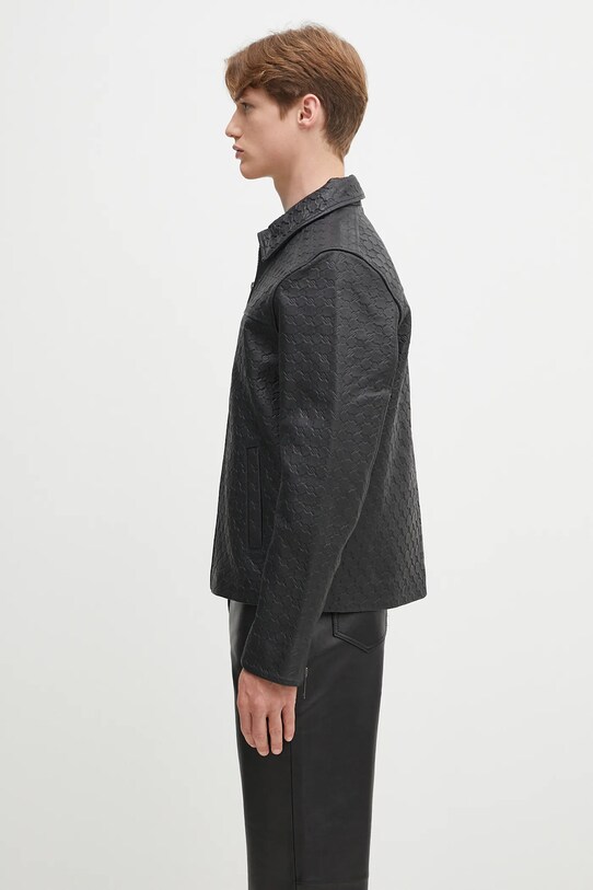Daily Paper kurtka skórzana Silence Monogram Leather Jacket 2411001 czarny SS25