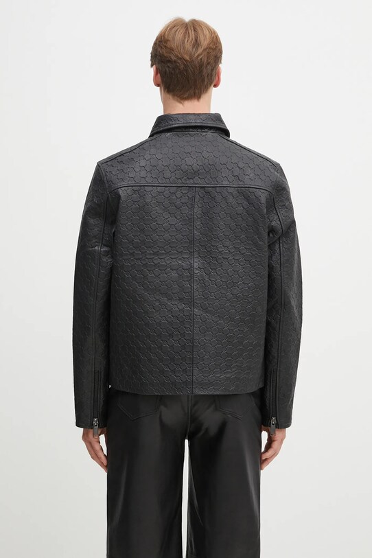 Odzież Daily Paper kurtka skórzana Silence Monogram Leather Jacket 2411001 czarny