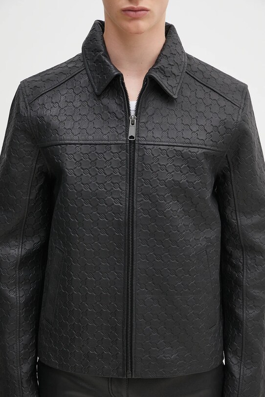 Daily Paper kurtka skórzana Silence Monogram Leather Jacket czarny 2411001