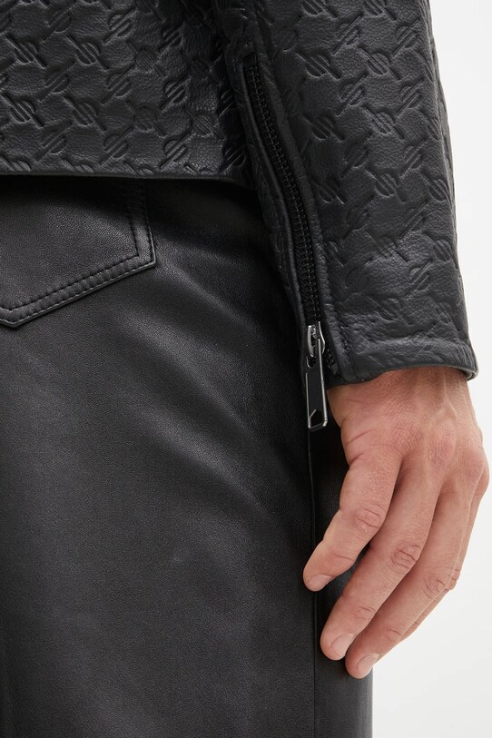 Daily Paper kurtka skórzana Silence Monogram Leather Jacket 2411001 czarny