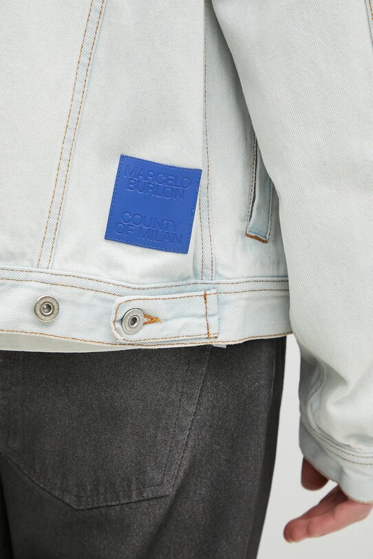 Джинсова куртка Marcelo Burlon Bleach Denim Cargo Jacket Light Blue No CMYE01HS25DEN0014000 блакитний