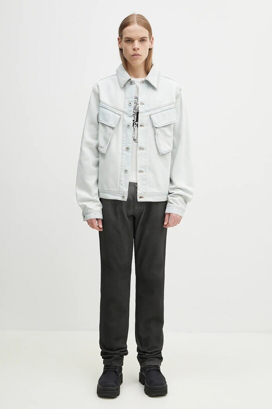 Marcelo Burlon geacă din denim Bleach Denim Cargo Jacket Light Blue No CMYE01HS25DEN0014000