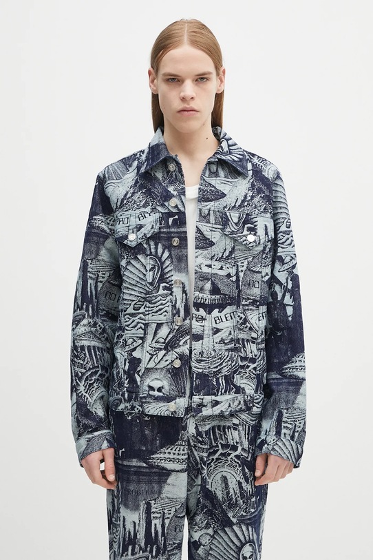 No Problemo kurtka bawełniana Apocalypse Jacquard Trucker Jacket nieocieplane niebieski NP7000003