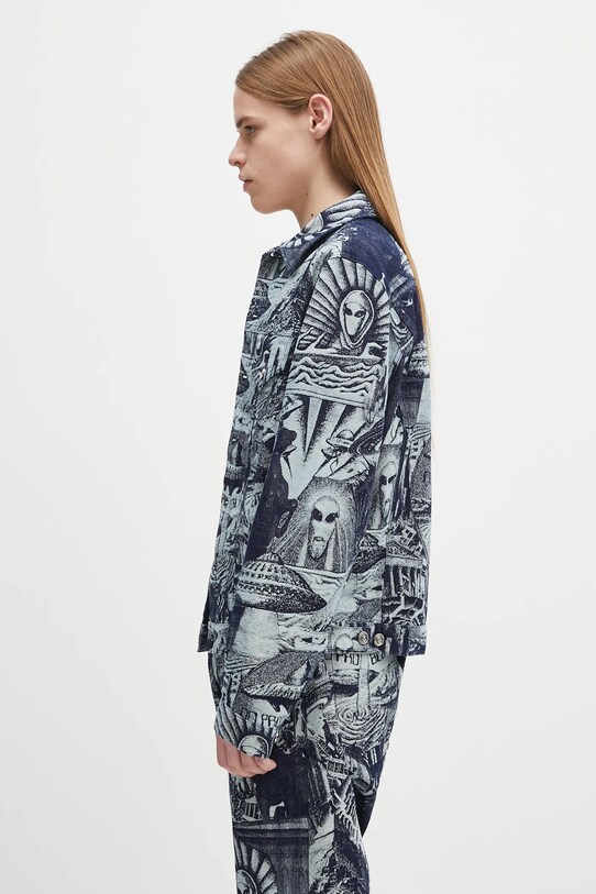 Bavlnená bunda No Problemo Apocalypse Jacquard Trucker Jacket NP7000003 modrá SS25
