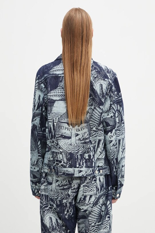 Oblečenie Bavlnená bunda No Problemo Apocalypse Jacquard Trucker Jacket NP7000003 modrá