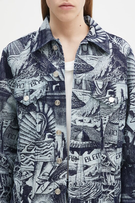 Bavlnená bunda No Problemo Apocalypse Jacquard Trucker Jacket modrá NP7000003