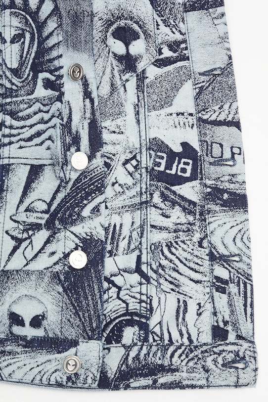 No Problemo kurtka bawełniana Apocalypse Jacquard Trucker Jacket NP7000003 niebieski