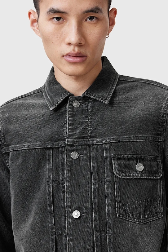 AllSaints geaca jeans JAYGER M014OC negru SS25