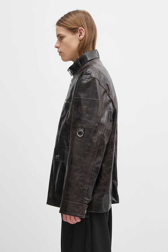 Wales Bonner kurtka skórzana Vision Leather US25LE11.LE02.899 brązowy SS25