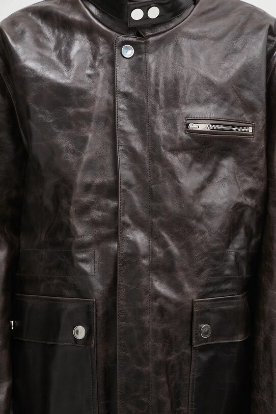 Δερμάτινο μπουφάν Wales Bonner Vision Leather καφέ US25LE11.LE02.899