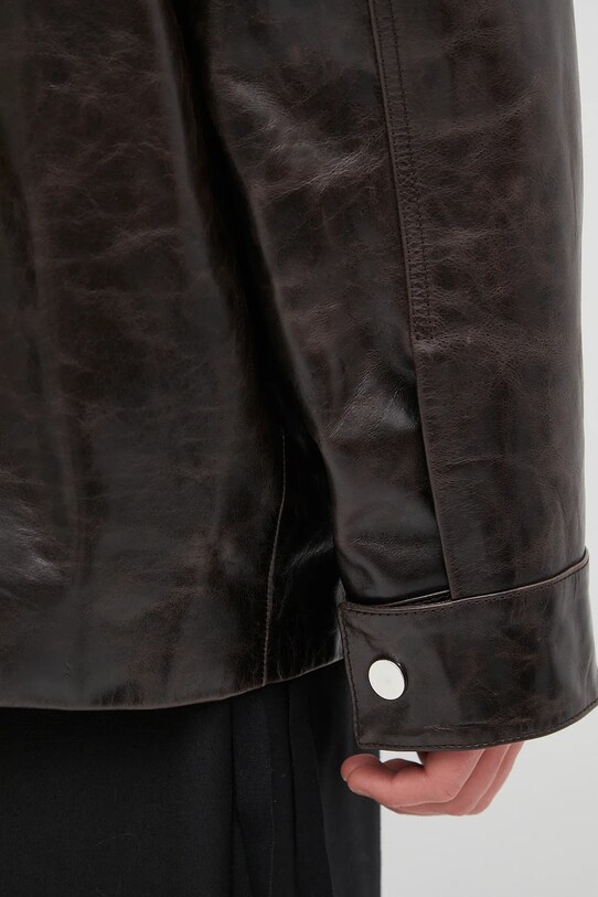 Δερμάτινο μπουφάν Wales Bonner Vision Leather US25LE11.LE02.899 καφέ