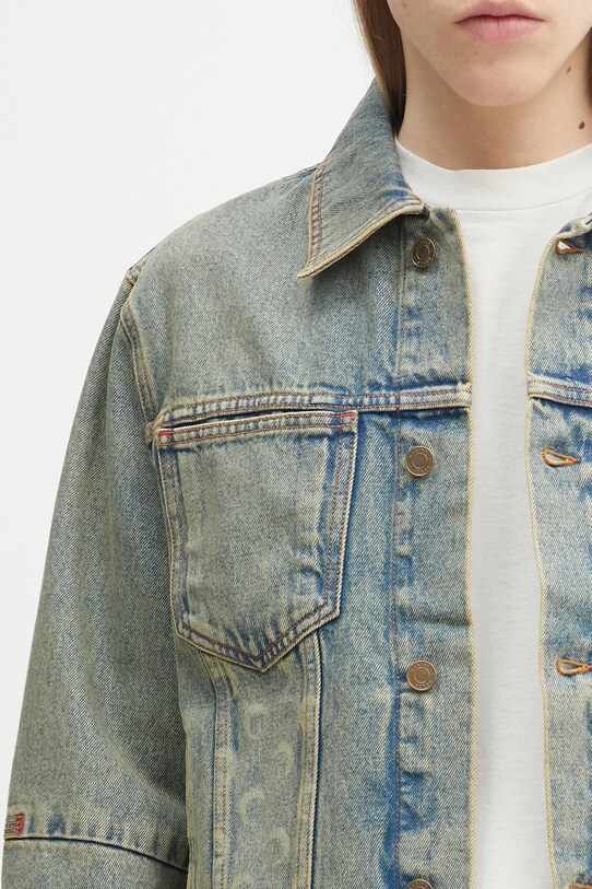 Džínová bunda Marine Serre Moon Laser Denim Trucker modrá MJA063A.CDEN0003