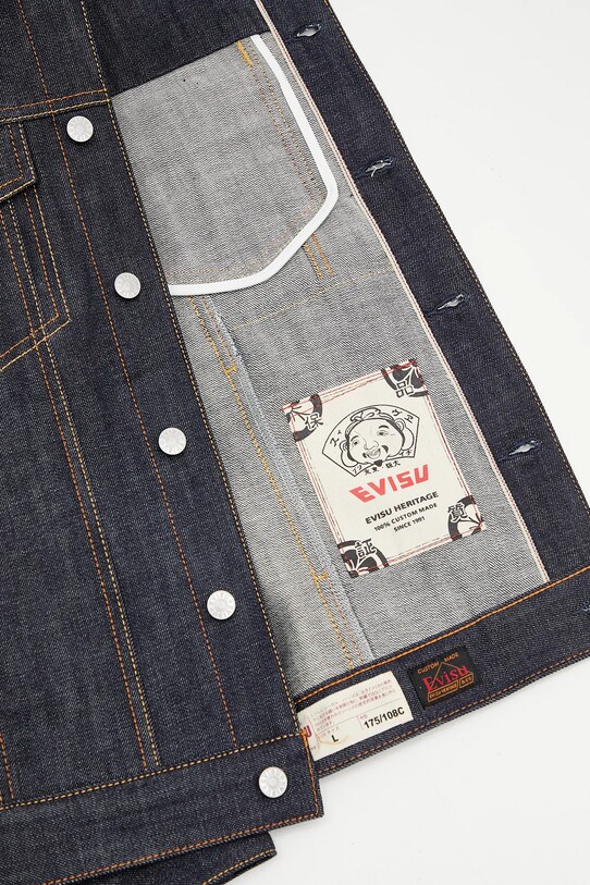 Джинсовая куртка Evisu Classic Raw Denim 2ESHTM5DJ1042 тёмно-синий