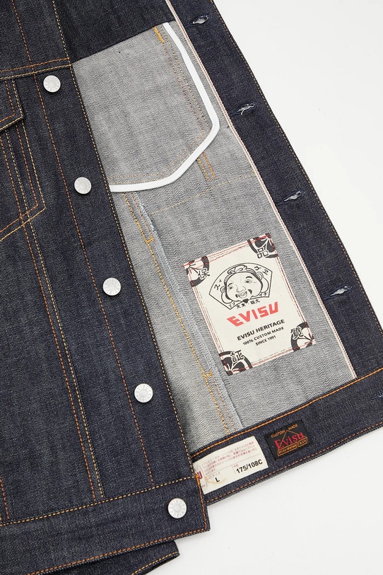Джинсовая куртка Evisu Classic Raw Denim 2ESHTM5DJ1042 тёмно-синий