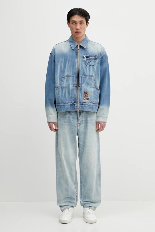 Evisu kurtka jeansowa Worker Denim w Emboss Kamon 2ESHTM5DJ1038
