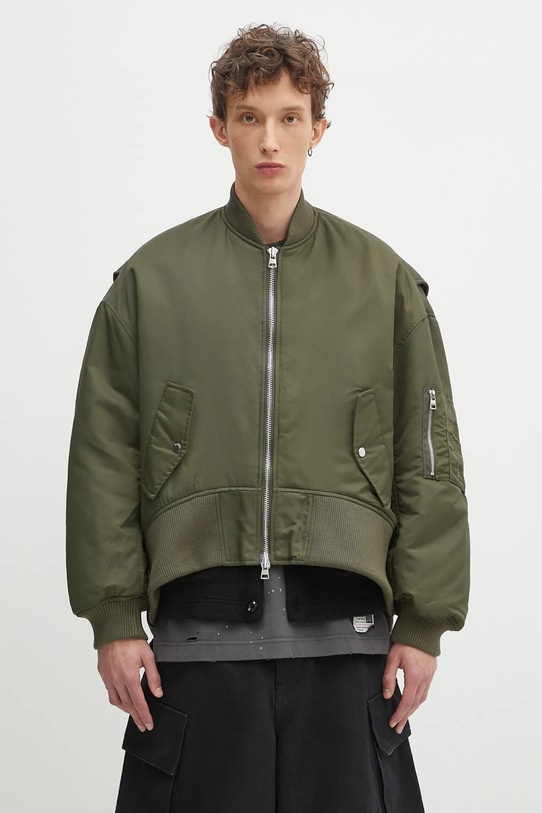 Яке бомбър JW Anderson Oversized Curved Hem Bomber преходна изолация зелен JK0357.PG1696.595