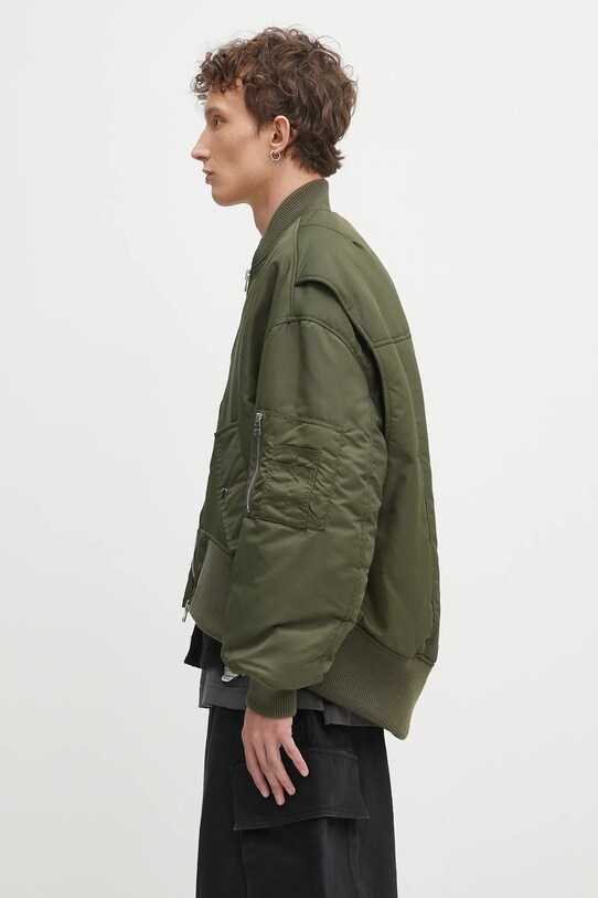 Яке бомбър JW Anderson Oversized Curved Hem Bomber JK0357.PG1696.595 зелен SS25