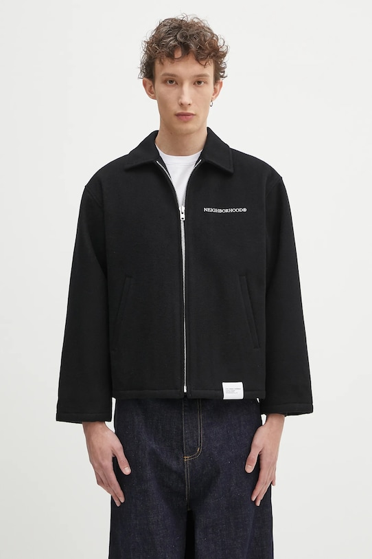 NEIGHBORHOOD kurtka wełniana Melton Zip Work Jacket nieocieplane czarny 242ZANH.JKM01