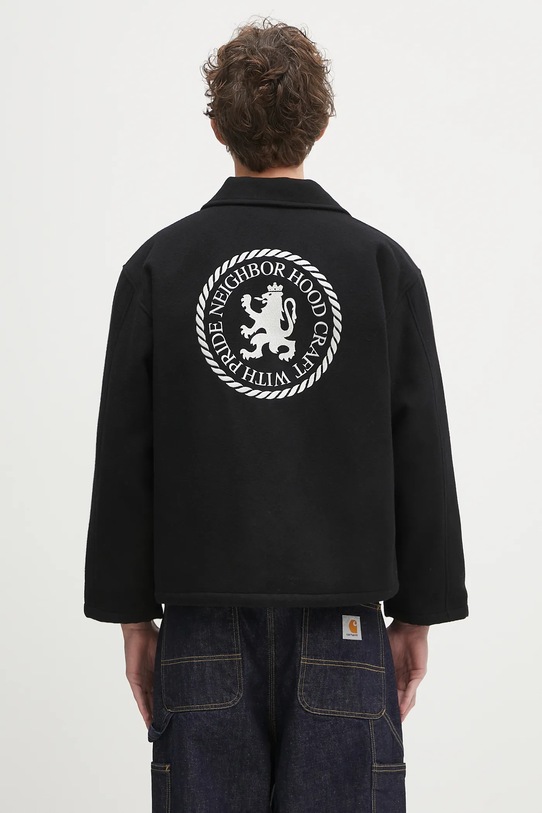 Odzież NEIGHBORHOOD kurtka wełniana Melton Zip Work Jacket 242ZANH.JKM01 czarny