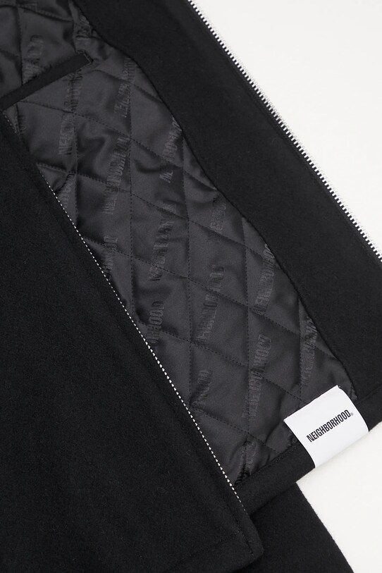 Μάλλινο μπουφάν NEIGHBORHOOD Melton Zip Work Jacket 242ZANH.JKM01 μαύρο
