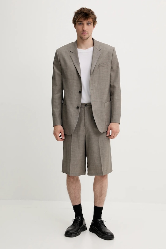 Μπλέιζερ με μίγμα μαλλιού Filippa K 31435.FK καφέ SS25