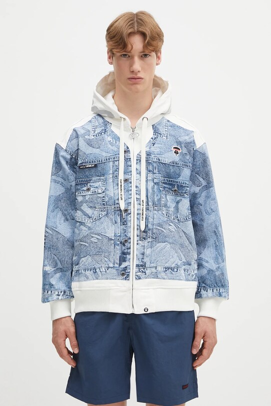 Džínová bunda AAPE Main Light Weight nezateplené modrá AAPLJM7710XXO