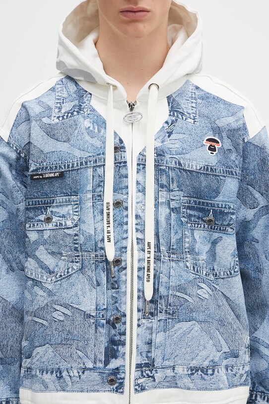 Džínová bunda AAPE Main Light Weight modrá AAPLJM7710XXO