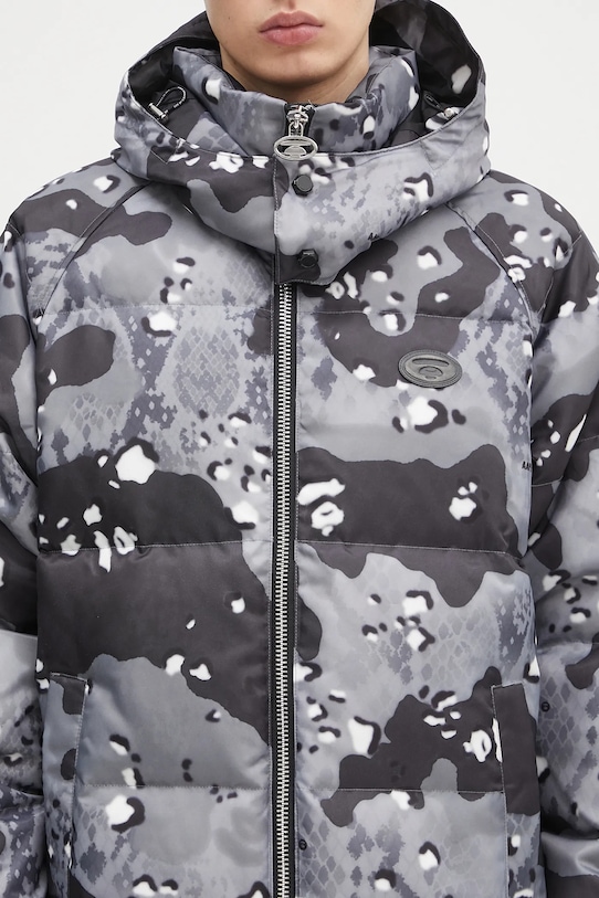 Péřová bunda AAPE Main Down šedá AAPDNM7666XXN