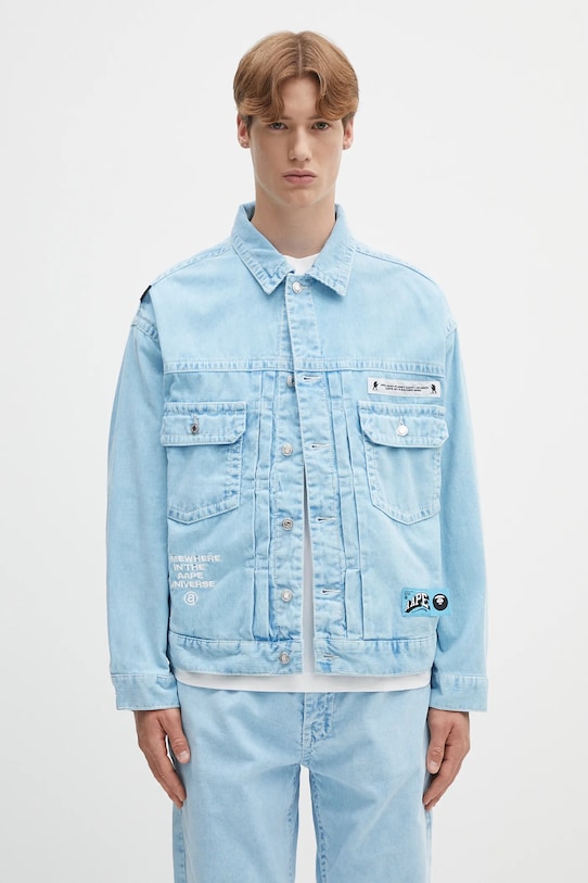 Куртка AAPE Main Light Weight з капюшоном блакитний AAPLJM7674XXN