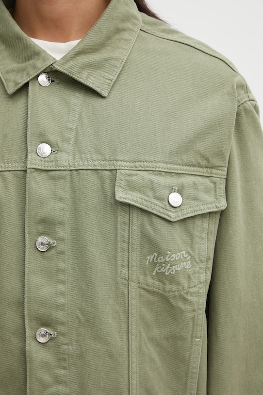 Maison Kitsuné kurtka bawełniana Trucker zielony OM02103WD4012