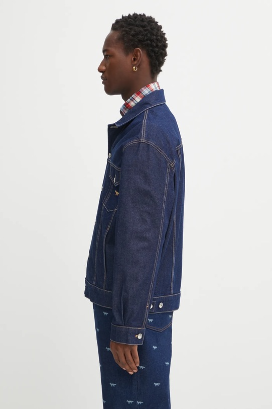 Maison Kitsuné giacca di jeans Trucker OM02103WW0081 blu navy SS25