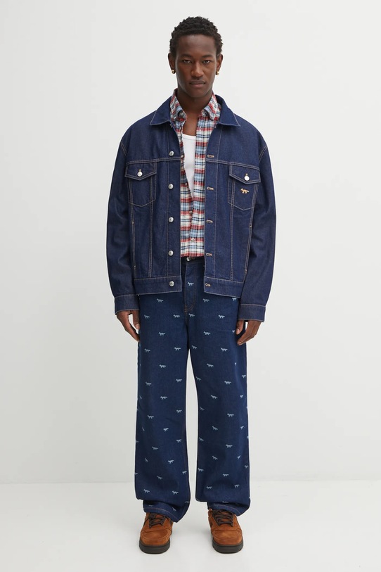 Maison Kitsuné giacca di jeans Trucker OM02103WW0081 blu navy