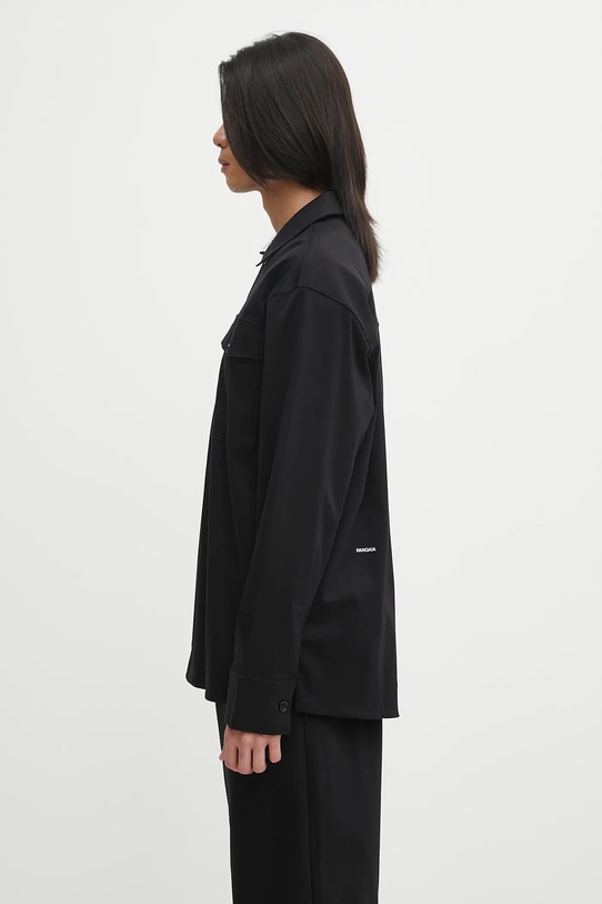 Βαμβακερό πουκάμισο Pangaia DNA Interlock Jacket 10002444 μαύρο SS25