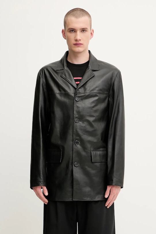 1017 ALYX 9SM leather jacket Four button leather non-insulated black AAMOU0548LE01