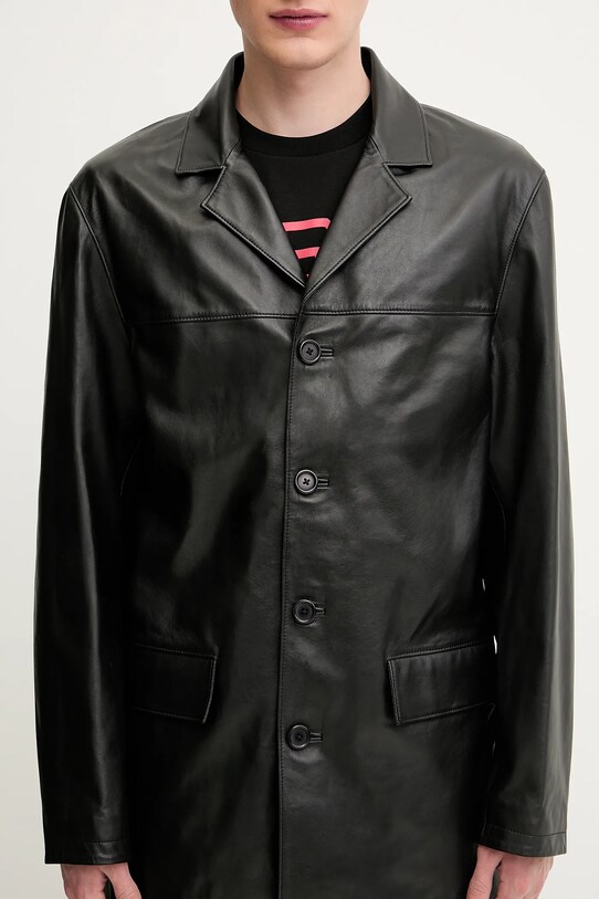 1017 ALYX 9SM kurtka skórzana Four button leather czarny AAMOU0548LE01