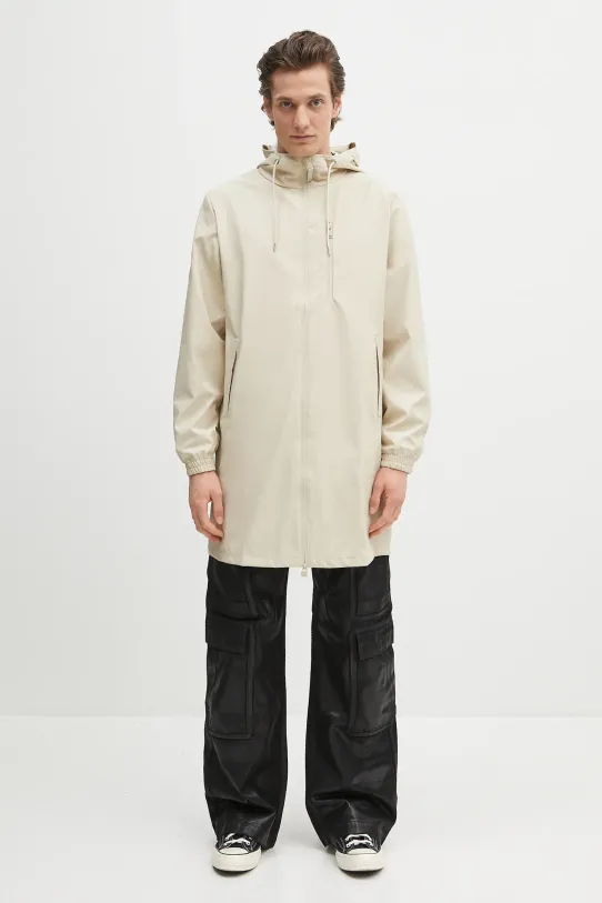 Куртка Rains Long Storm Breaker W3 с капюшоном бежевый 12080.26