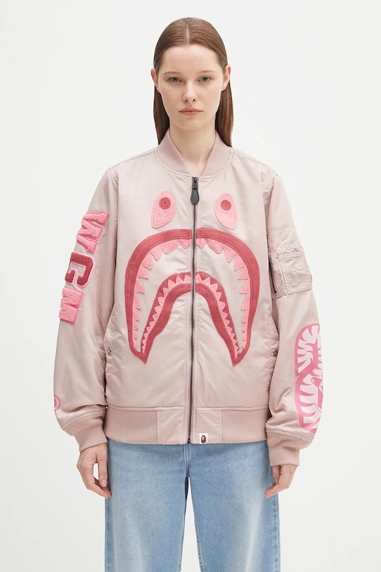 A Bathing Ape kurtka bomber Shark nylon twill 1K80241005 różowy SS25
